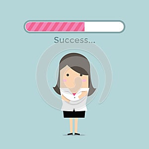 Businesswoman and success loading bar