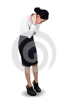 Businesswoman suffering from neck pain