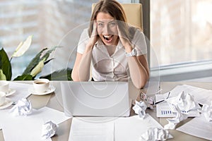 Businesswoman suffering from nervous breakdown