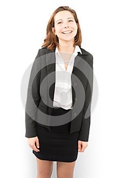 Businesswoman on suit are smiling isolate on white business concept