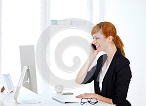 Businesswoman talking over mobile phone