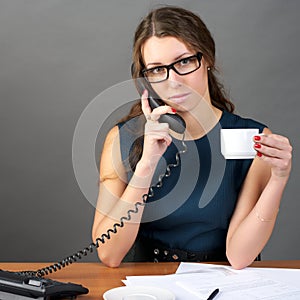 Businesswoman talking phone