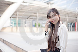 Businesswoman talking phone.