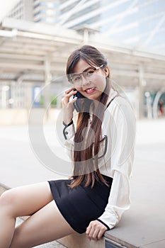 Businesswoman talking phone.