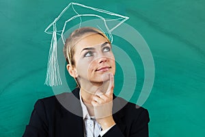 Businesswoman Thinking Of Completing Education photo