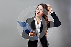 Businesswoman thinking and confuse