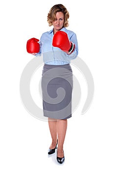 Businesswoman about to punch you