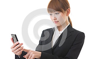 Businesswoman to see a smartphone
