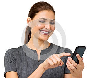 Businesswoman Touching Smart Phone