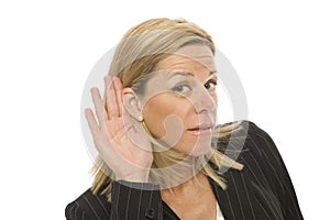 Businesswoman tries to listen photo