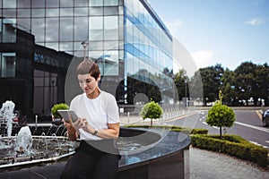 Businesswoman using digital tablet