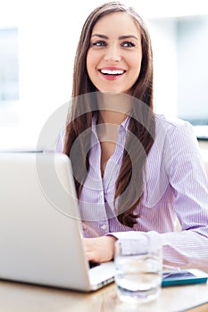 Businesswoman using laptop