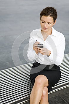 Businesswoman using palmtop