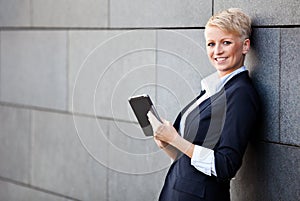 Businesswoman using tablet