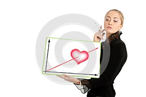 Businesswoman with Valentine's Day diagram