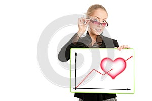 Businesswoman with Valentine's Day diagram