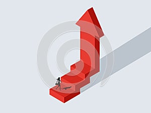 Businesswoman walking up the arrow ladder. vector illustration personal development career growth