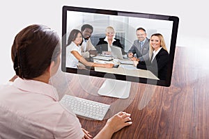 Businesswoman Watching An Online Presentation