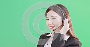 Businesswoman wear phone headset