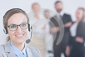 Businesswoman wearing headset