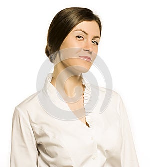 Businesswoman on white