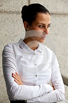 Businesswoman in a white blouse