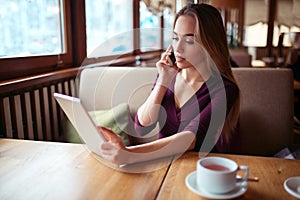 Businesswoman work in cafe