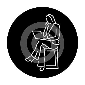 Businesswoman work color line icon. Female entrepreneur.