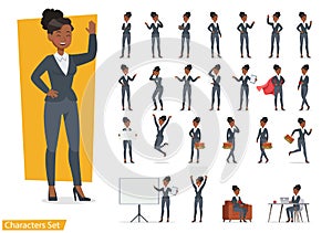 Businesswoman working character design set. Vector design. no2