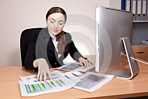 Businesswoman working with financial report