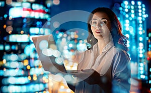 businesswoman working on laptop