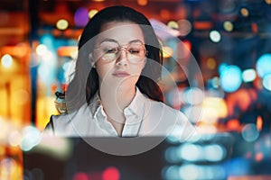 businesswoman working on laptop