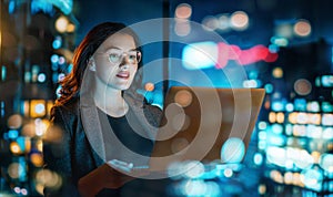 businesswoman working on laptop