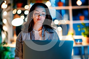 businesswoman working on laptop