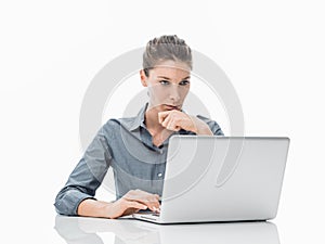 Businesswoman working with a laptop