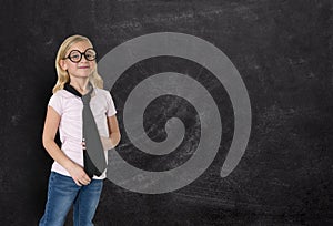 Businesswoman, Young Girl, Chalkboard, Business