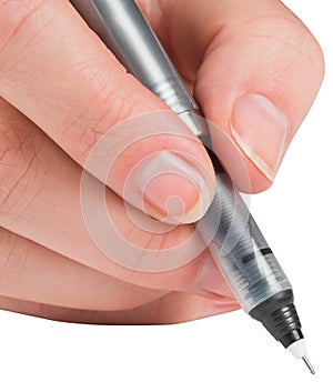 Businesswomans hand writing with pen