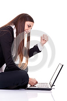 Businesswomen angry on lap top