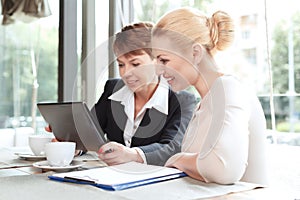 Businesswomen during a business lunch