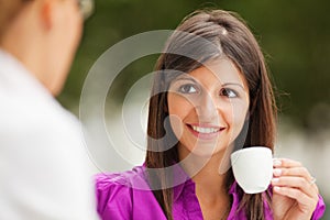 Businesswomen drinking coffee