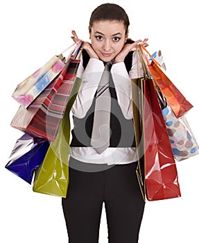 Businesswomen with group of bag shopping.