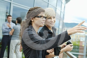 Businesswomen having break