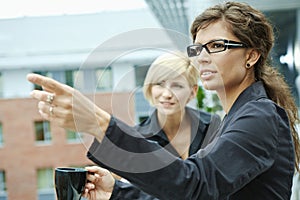 Businesswomen having break