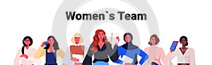 businesswomen leaders in formal wear standing together successful business women team leadership concept photo