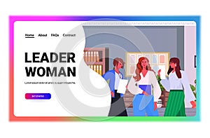 businesswomen leaders in formal wear working together successful business women team leadership concept