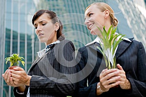 Businesswomen with Plants