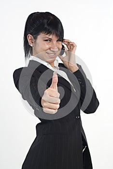Businesswomen showing thumbs up