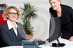 Businesswomen sitting in modern office