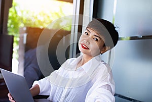 Businesswomen typing keyboard on labtop or notebook, business online concept