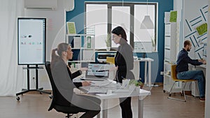 Businesswomen working with computer and tablet